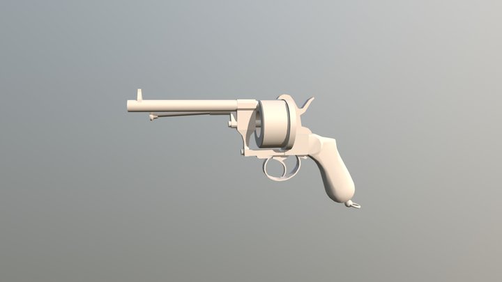 LefaucheuxRevolver_LowPoly 3D Model