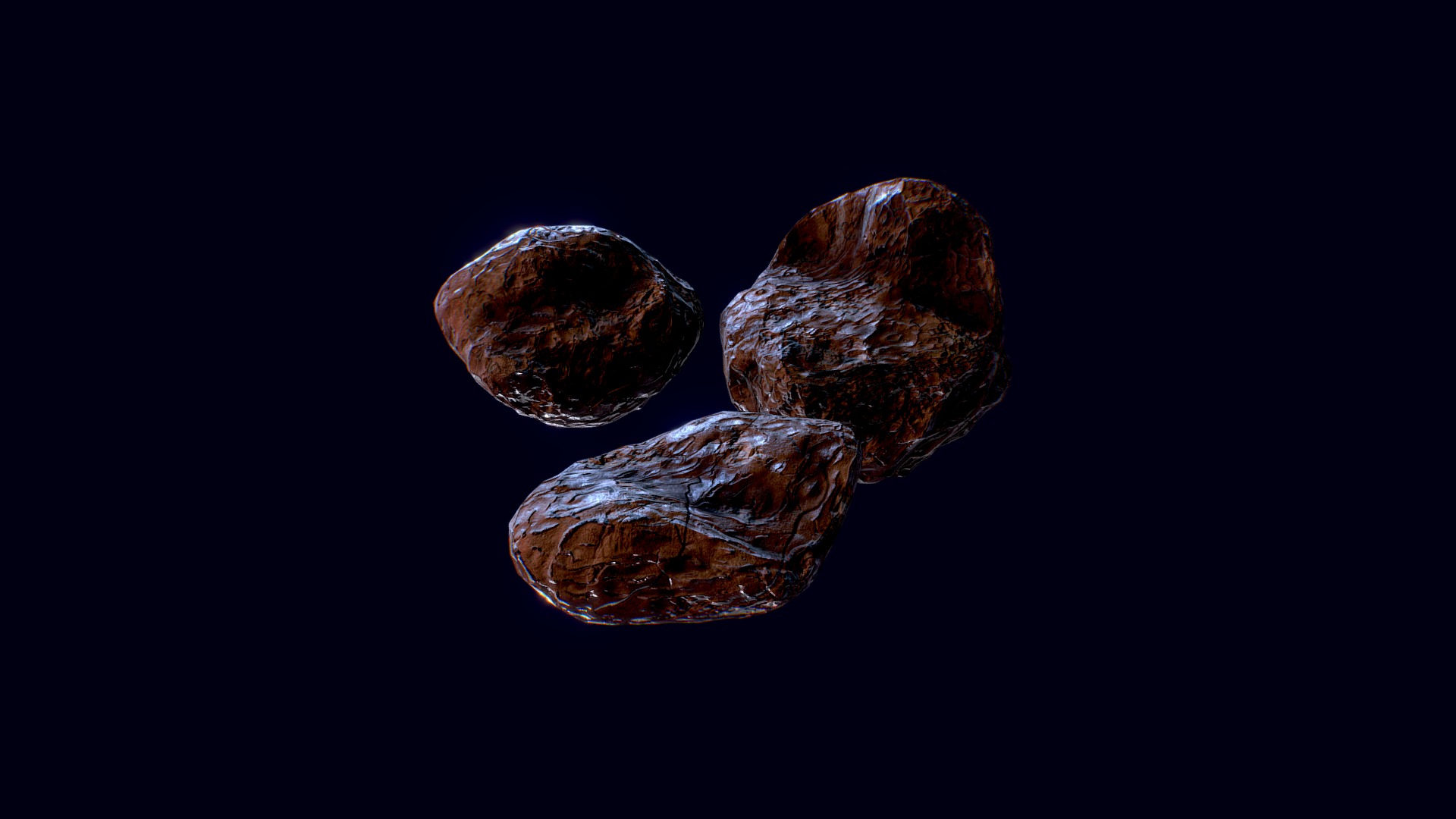3D model Asteroids Pack 01 - This is a 3D model of the Asteroids Pack 01. The 3D model is about a pair of gold coins.