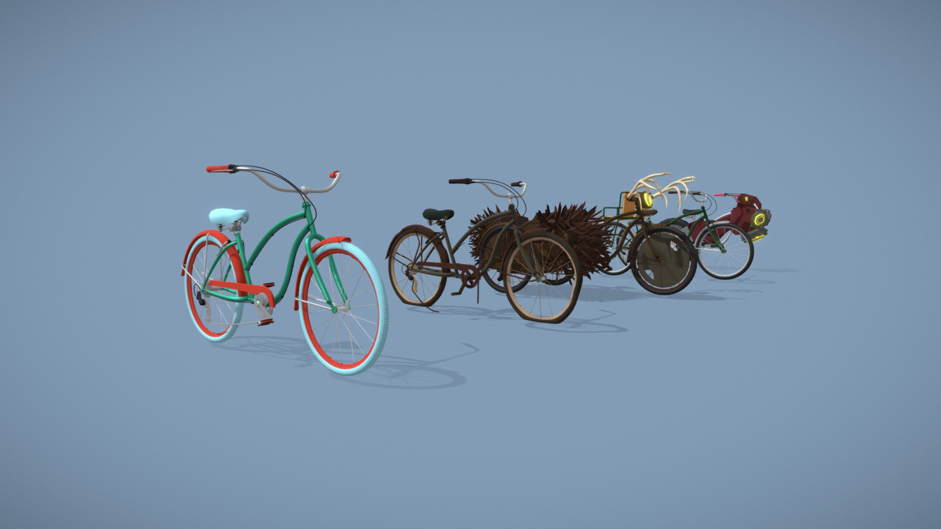 3D model BICYCLE / New / Old / Mad / Family / Special - This is a 3D model of the BICYCLE / New / Old / Mad / Family / Special. The 3D model is about a group of bikes.
