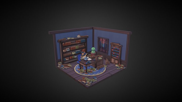 Monty In His Study Room 3D Model
