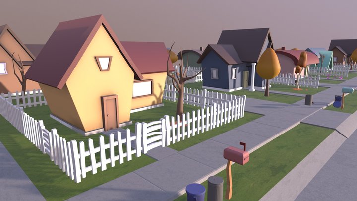 Cartoon Neighborhood 3D Model