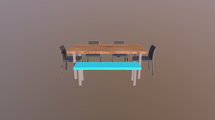 Dining Table Bench 3D Model
