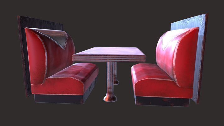 Abandoned Diner Booth 3D Model