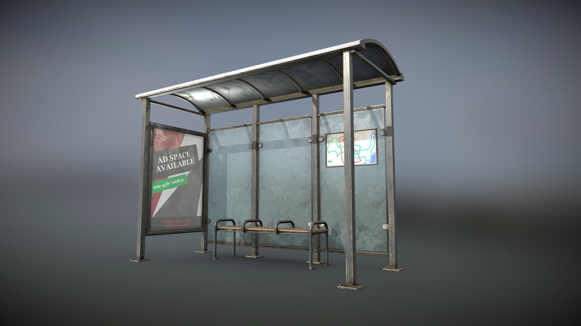 Bus Stop Shelter - Low Poly