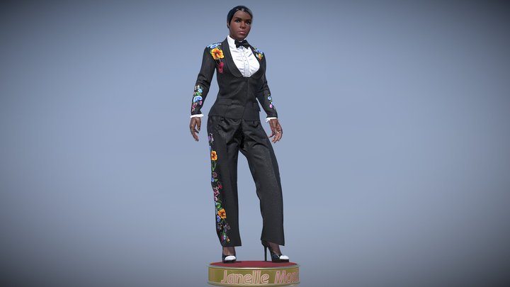 Janelle Monae Grammys 2018 Dolce & Gabbana Suit 3D Model