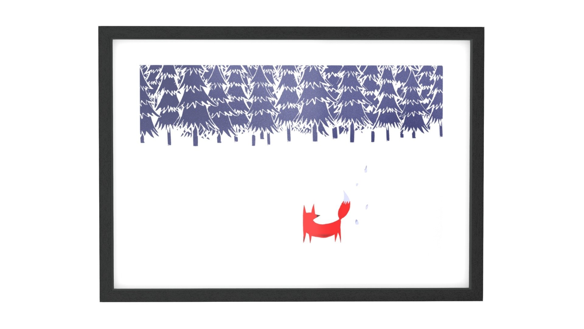 Fox Illustration Alone In The Forest, 30 x 42cm