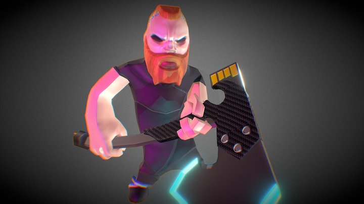 Cyberviking Idle Animation 3D Model