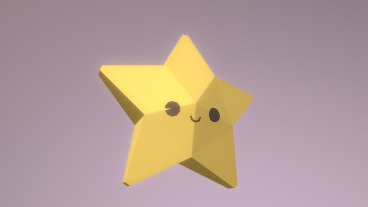 Cute Little Low Poly Star 3D Model