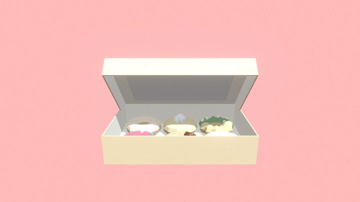 Low Poly Donut Box