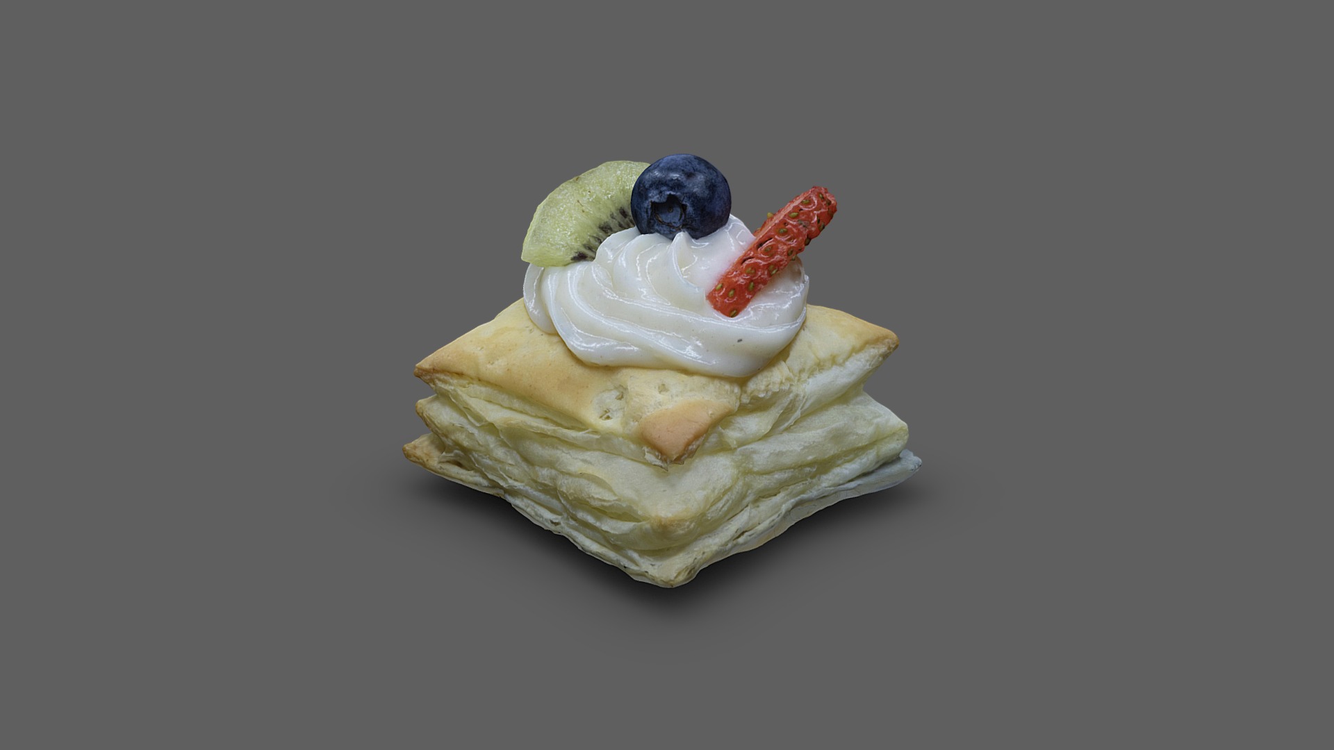 3D model Fruit tart - This is a 3D model of the Fruit tart. The 3D model is about a cupcake with a blueberry on top.