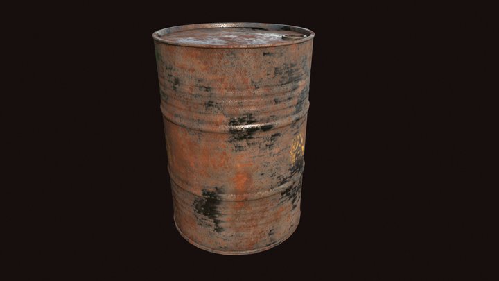Old rusted Metal Barrel 3D Model