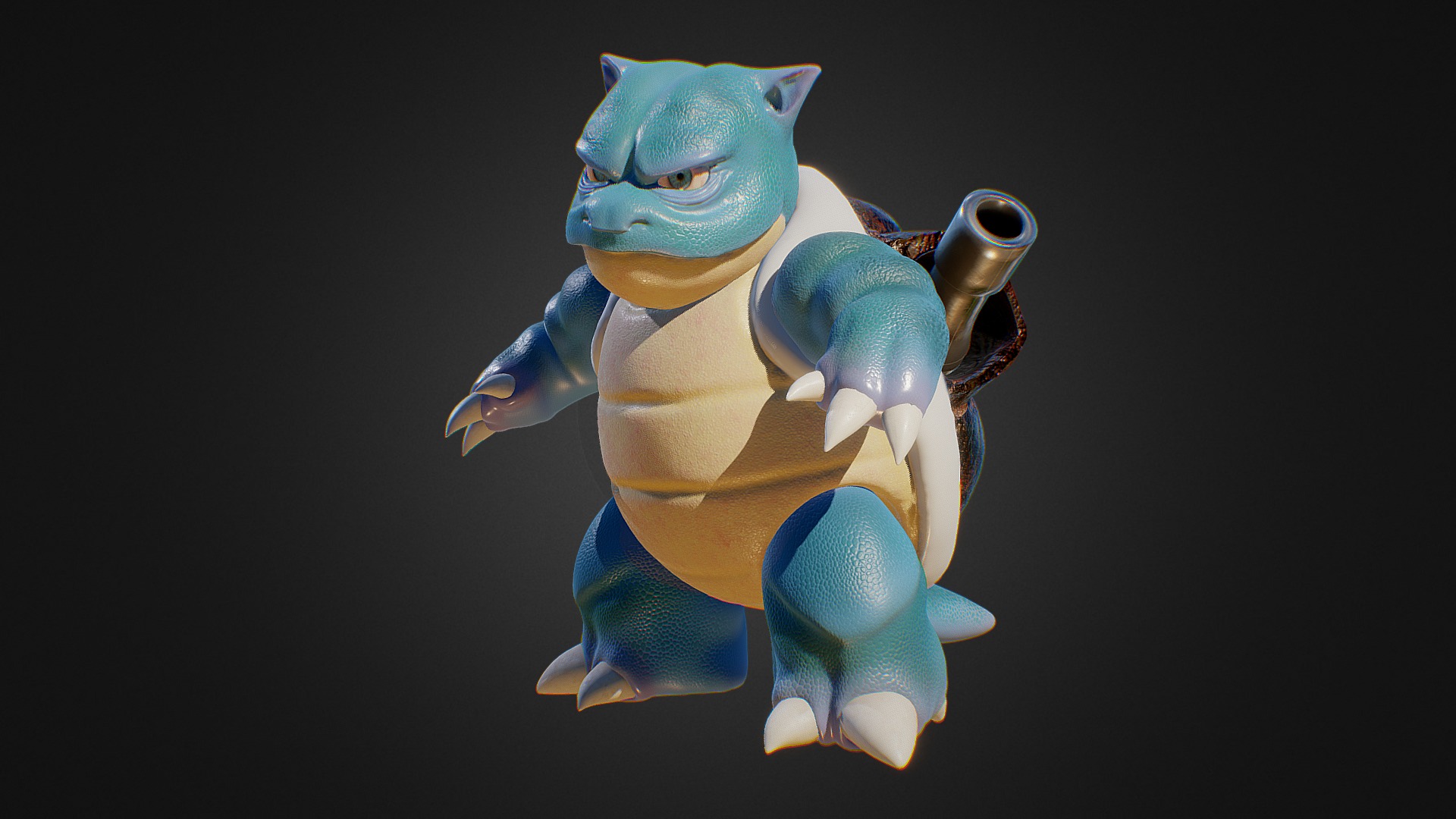 3D model Blastoise - This is a 3D model of the Blastoise. The 3D model is about a blue and yellow toy.