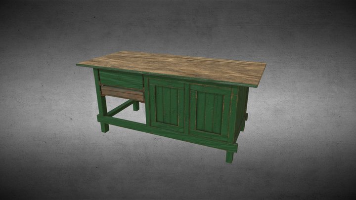 Wooden Work Bench 3D Model