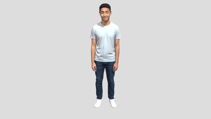 Casual Teen in Gray T-Shirt and Jeans – Modelo 3D gratuito STL