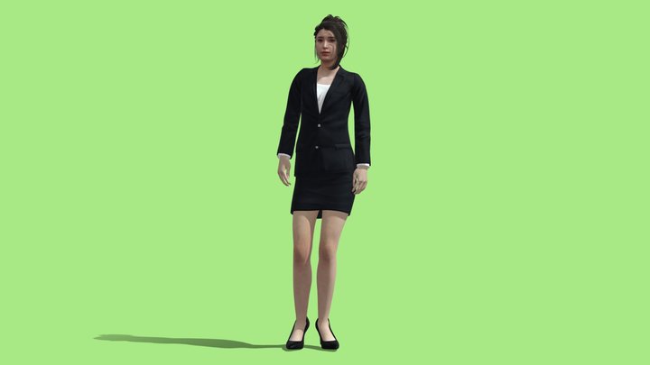 Office girl standing 3D Model
