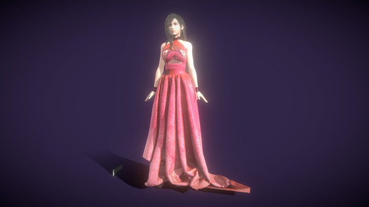 Tifa Remake LongDress Outfit 3D Model