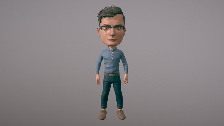 Bobble-Head Self Portrait 3D Model