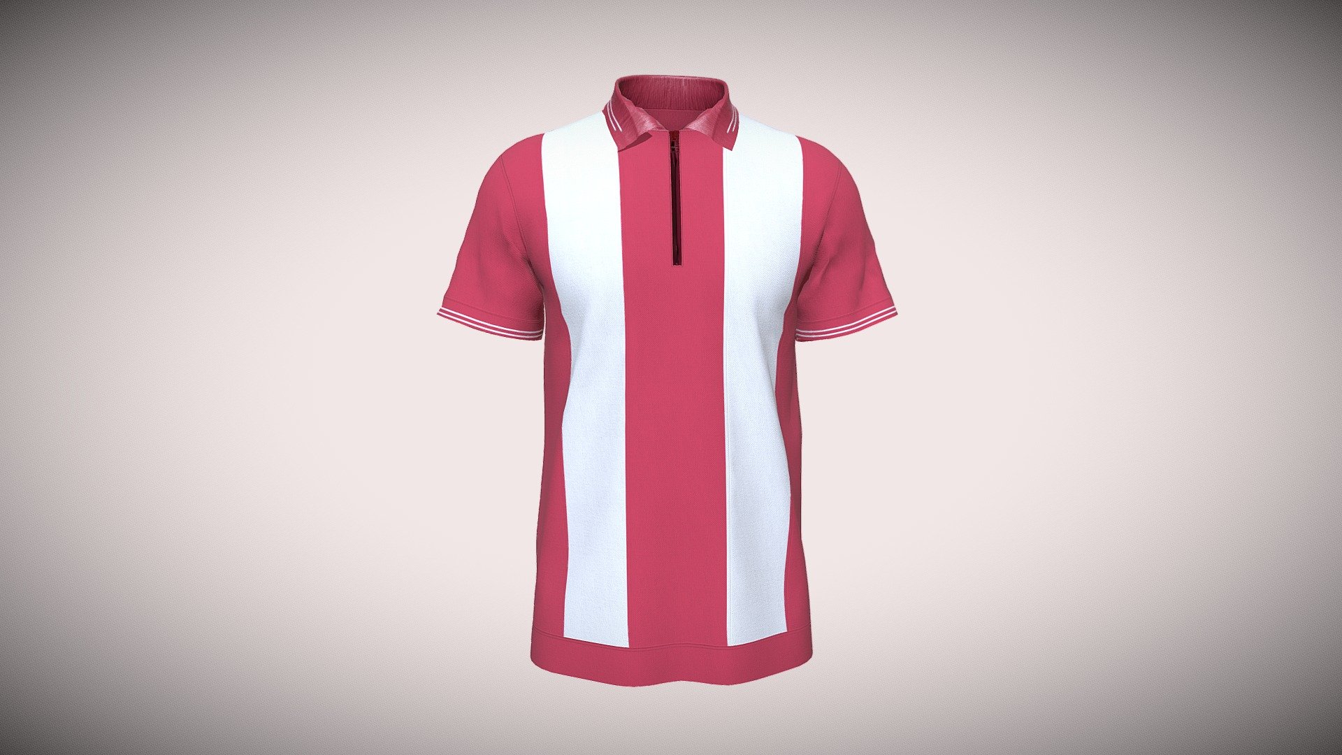 HALF-ZIP STRIPED POLO T-SHIRT - Buy Royalty Free 3D model by Clothing ...