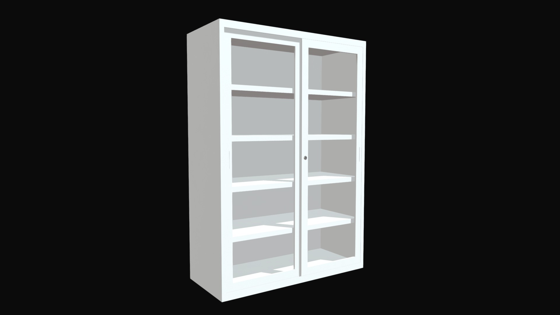3D model Office cabinet with glass doors - This is a 3D model of the Office cabinet with glass doors. The 3D model is about a white rectangular object.