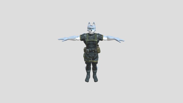Blue Furry Creature 3D Model