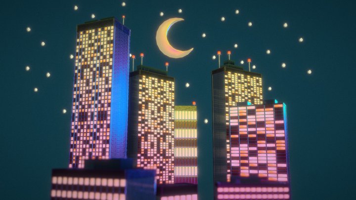 Modular Night City 3D Model