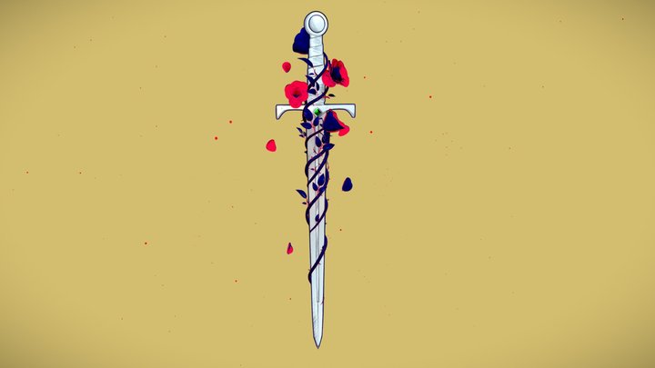 Sword with Roses 3D Model