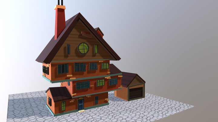 Cute Blocky House 3D Model