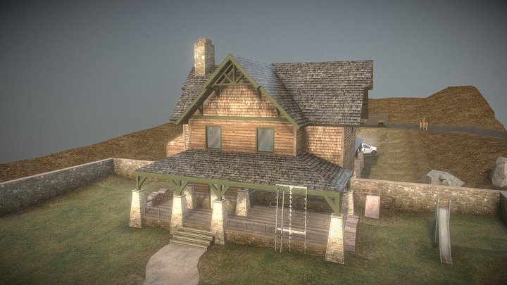 American vintage house ( with interior ) – Free 3D Model STL