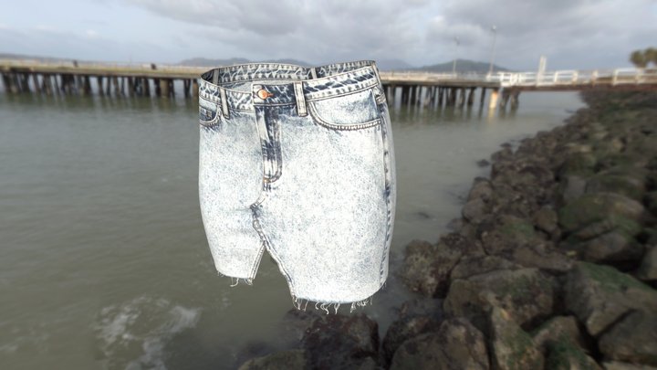 Asymmetric Denim Skirt 3D Model