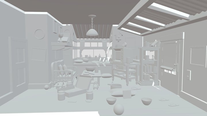 bachelor room interior 3D Model