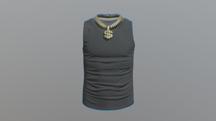 Black Tank Top with Dollar Gold Chain 3D Model