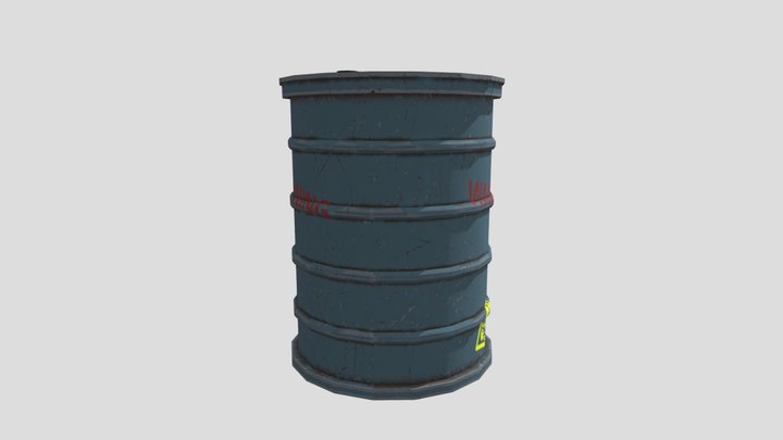 Blue Metal Drum 3D Model