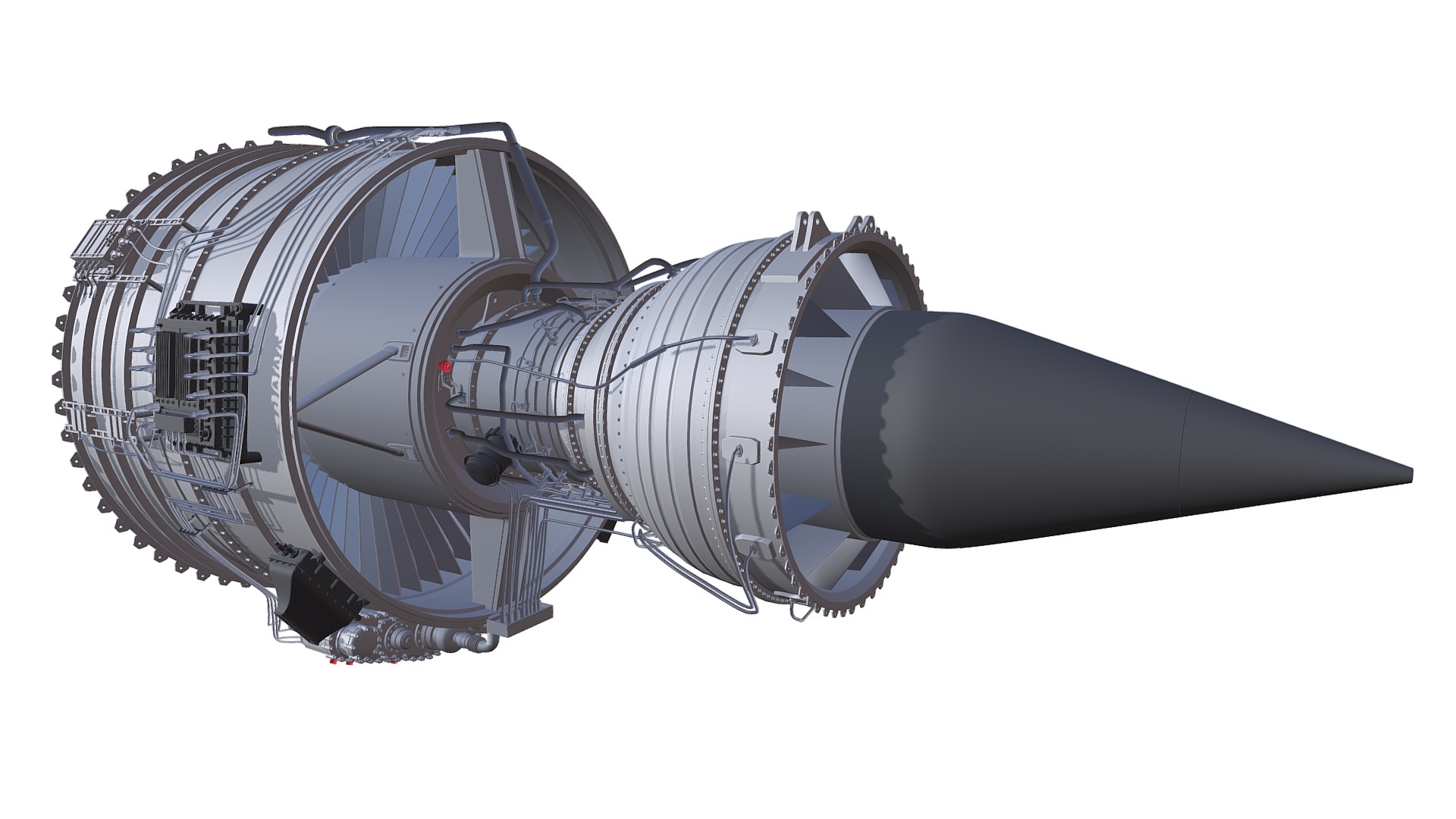 3D model Fanjet Turbofan Engine - This is a 3D model of the Fanjet Turbofan Engine. The 3D model is about diagram.