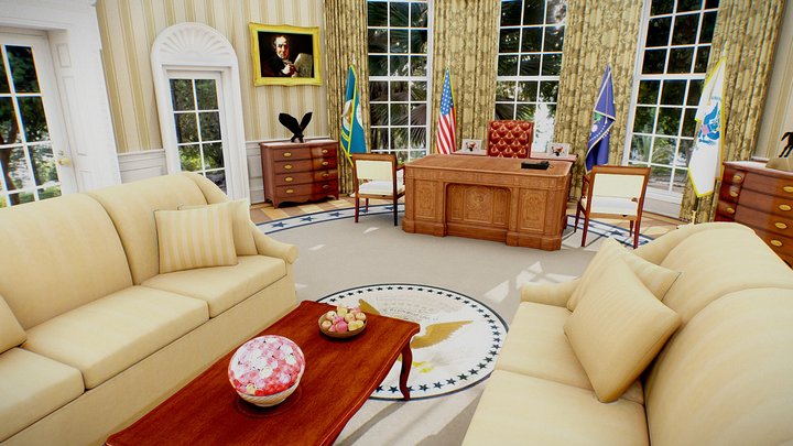Metaverse Oval Office |Baked| VR Ready 3D Model