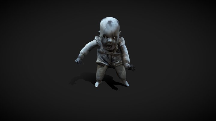 Cemetery baby with white pupils of terror 3D Model
