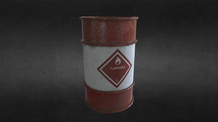 Explosive Barrel (Low Poly) 3D Model