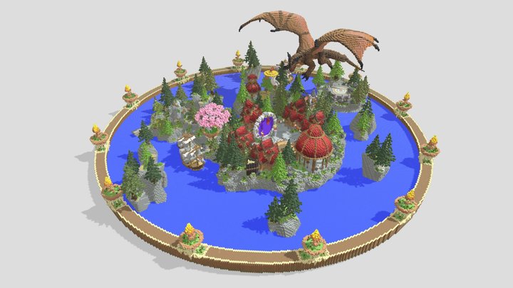 Lobby Dragon Town ➔ 370x370 3D Model