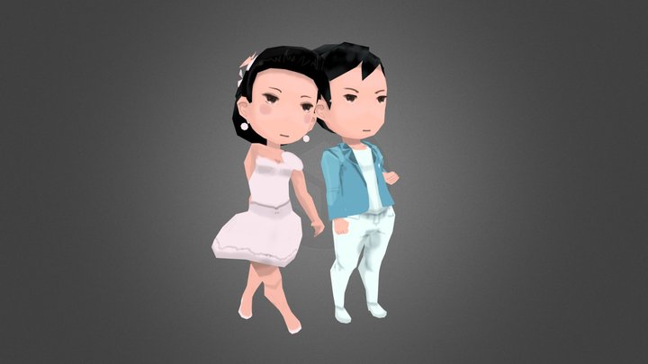 Bride and Groom Low Poly 3D Model