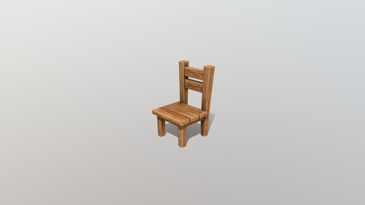 Stylized Wooden Chair 3D Model