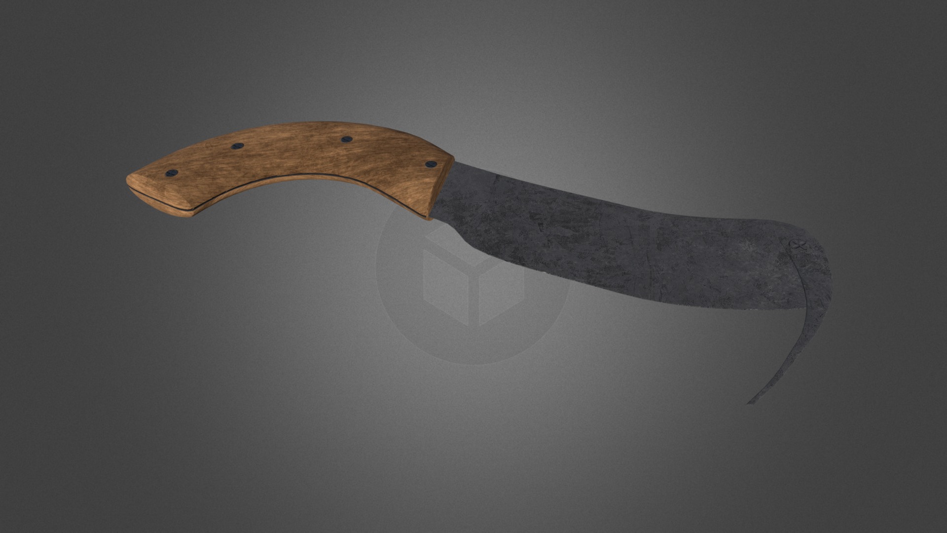 3D model Beet Hook Harvesting Tool - This is a 3D model of the Beet Hook Harvesting Tool. The 3D model is about a wooden knife with a handle.