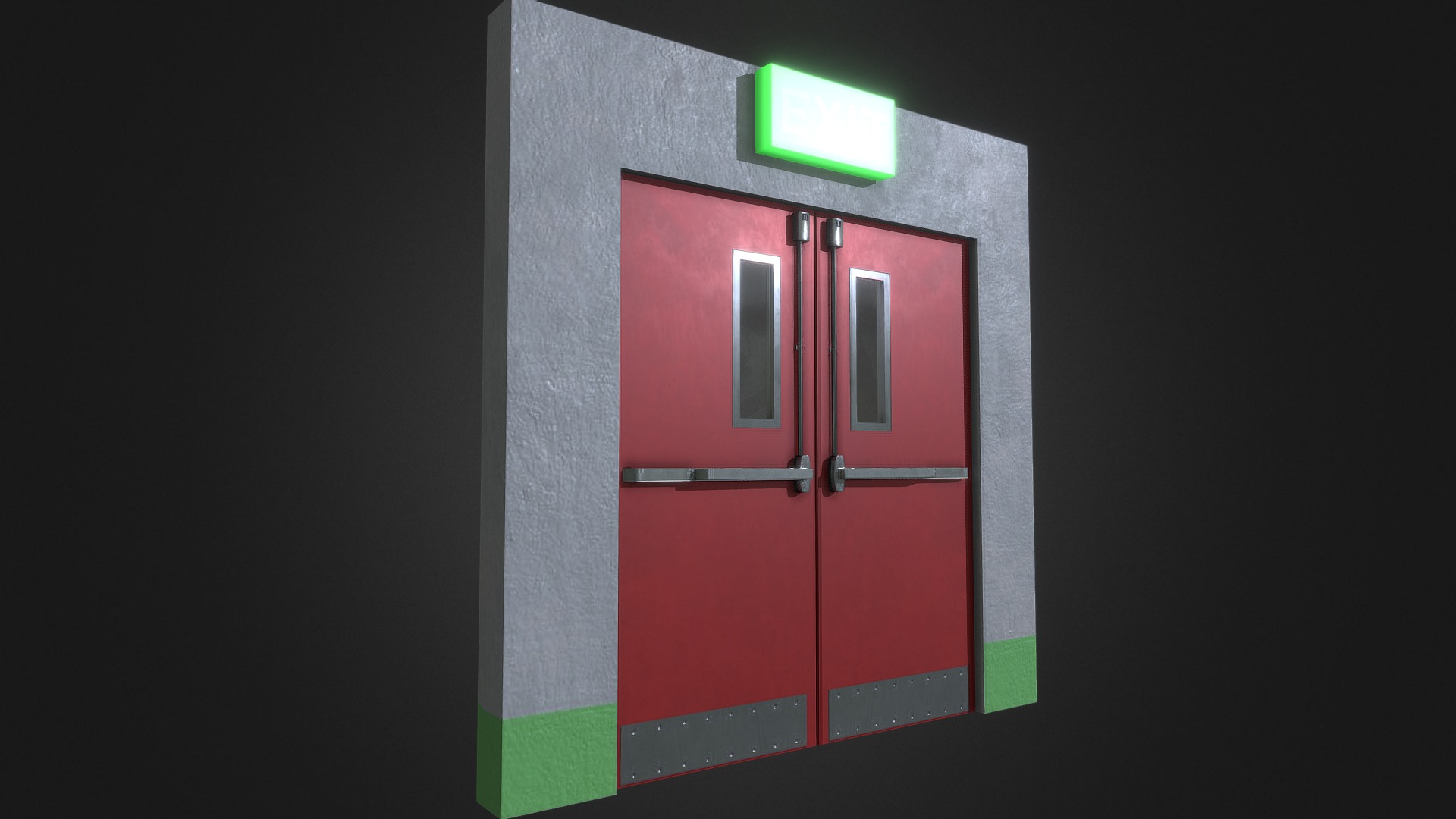 3D model Exit Door - This is a 3D model of the Exit Door. The 3D model is about a pink and green box.