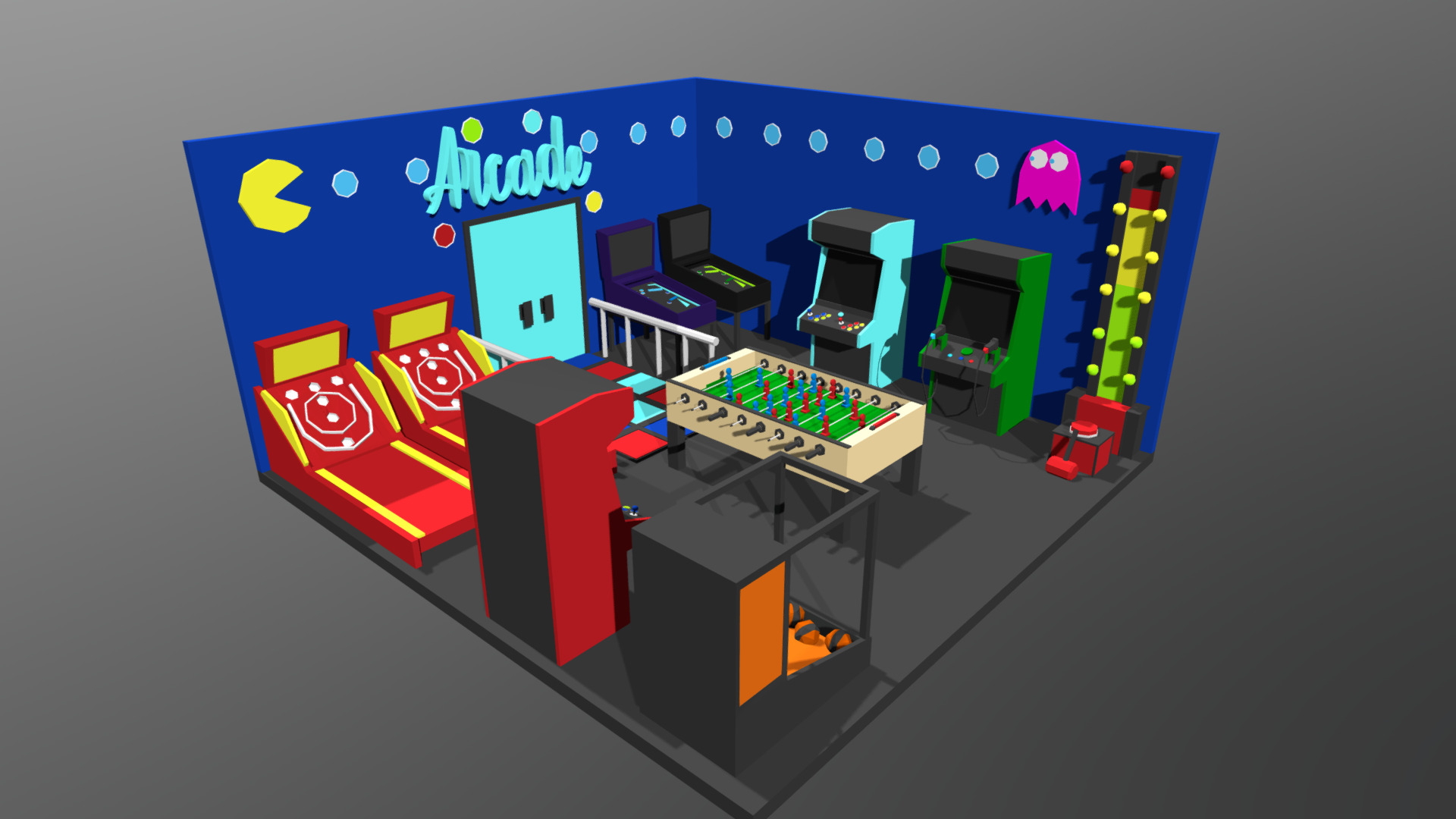 3D model Arcade shop interior - This is a 3D model of the Arcade shop interior. The 3D model is about a screenshot of a video game.