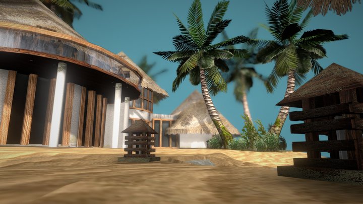 3D Scene - "Tropical Oasis" 3D Model