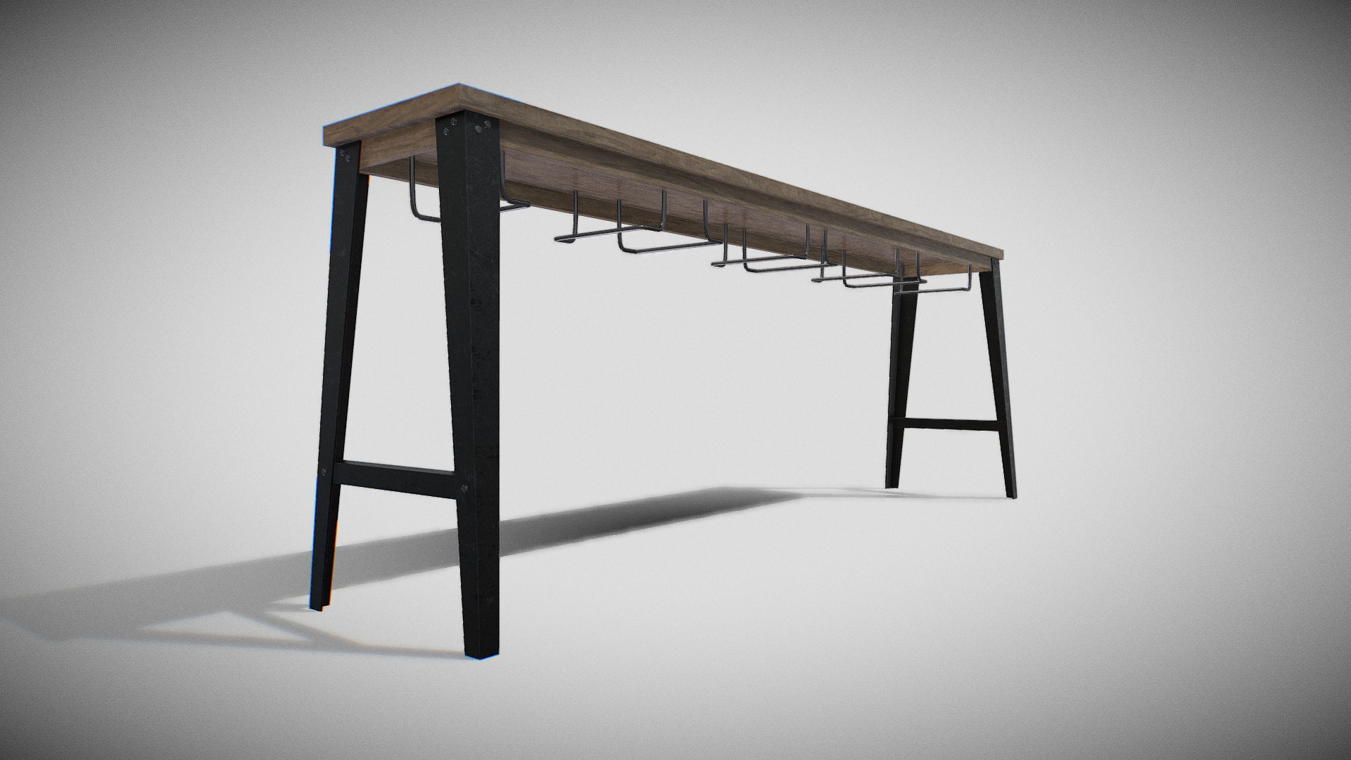 3D model Bar Table 03 - This is a 3D model of the Bar Table 03. The 3D model is about a wooden table with a metal frame.