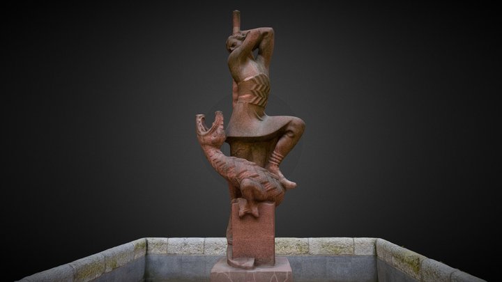 Monument of Krak fighting with dragon 3D Model
