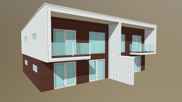 Twin Residential House 3D Model