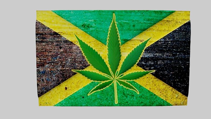 Jamaican flag with cannabis leaf 3D Model
