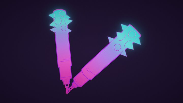 👾 Neon nunchucks 👾 3D Model