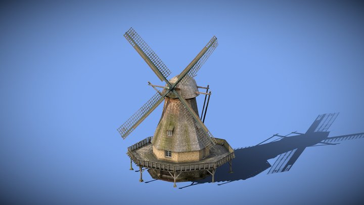 German windmill (animated) 3D Model