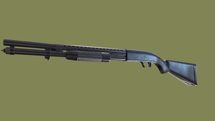 Mossberg500 Shotgun low-poly 3D Model